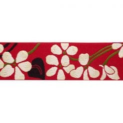 White Blossom on Red-1 1/2" - by the yard