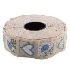 Dove Heart - blue - 1-1/4" - by the yard