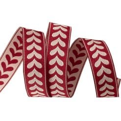 Heart Pearl & Red - French General - 5/8" -by the yard