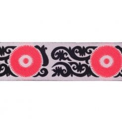 Bold suzani flower in hot pink - LFNT - 1-1/2"- by the yard