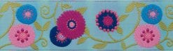 Suzani flowers on blue - LFNT - 1-1/2"- by the yard