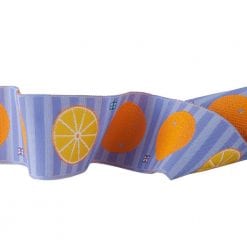 Oranges on mauve stripe - LFNT - 1-1/2"- by the yard
