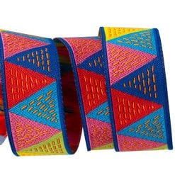 Triangles Pink Blue Yellow - 7/8" - Odile Bailloeul- by the yard