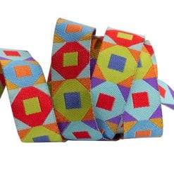 Squares Green & Orange - 5/8" - Sue Spargo - by the yard