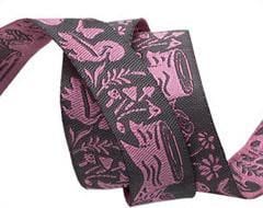Woodland Animal Ribbon Gray on Pink by Tula Pink - 5/8" -by the yard