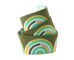Gold and Mint on Green Hypnotizer ribbon- Tula Pink - 7/8" -by the yard