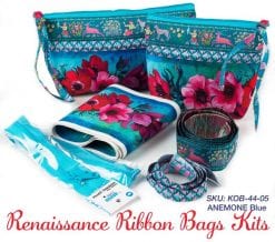 Kit of 2 bags, Anemone on Blue
